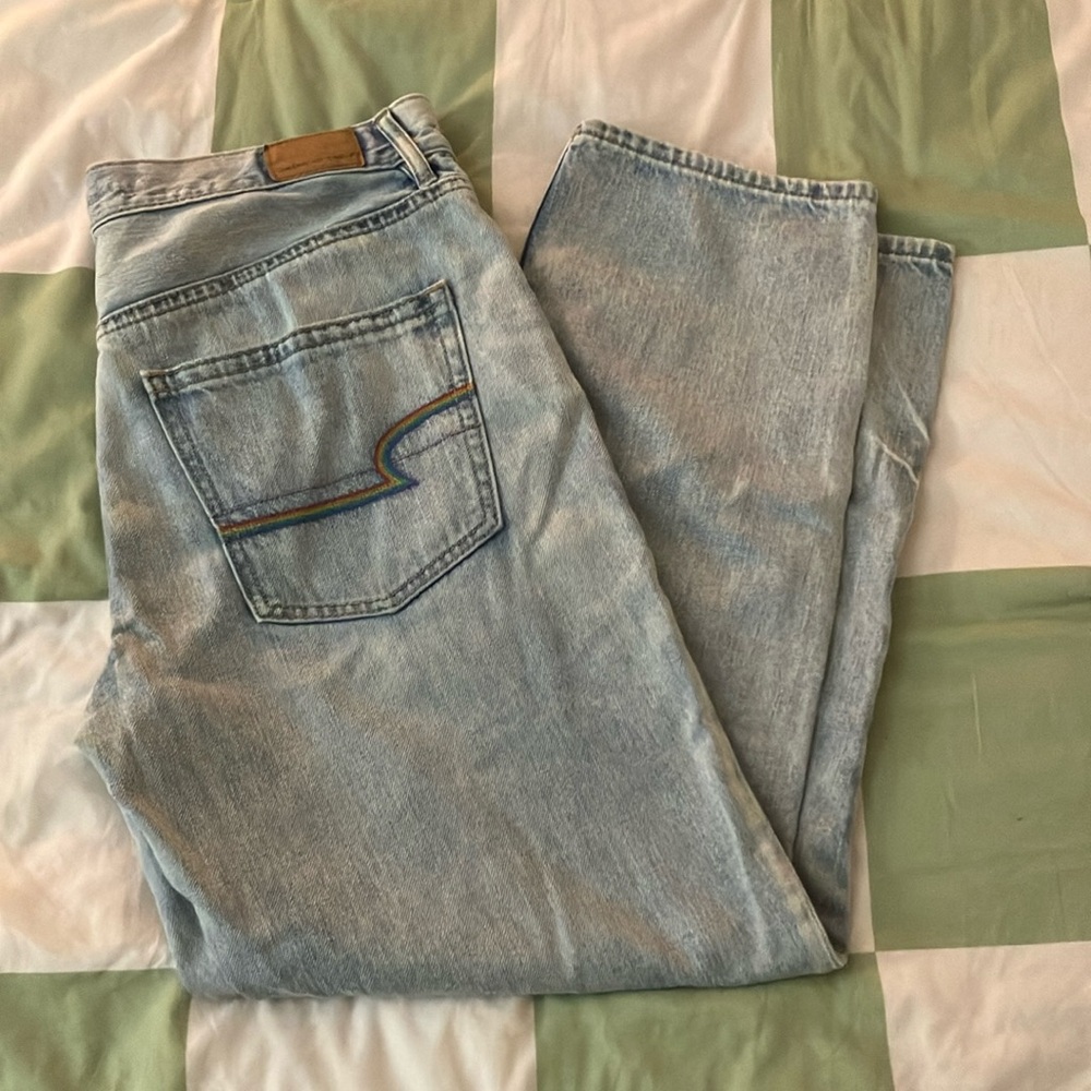 Vintage American eagle jeans 8 stitching pockets boyfriend 90s light wash 30